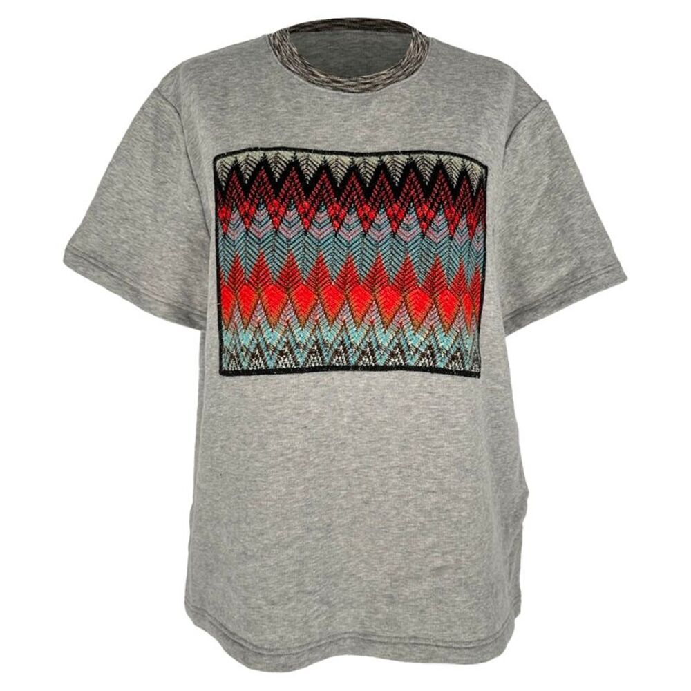 Missoni Zigzag Print Crew Neck T-shirt in Grey Cotton
